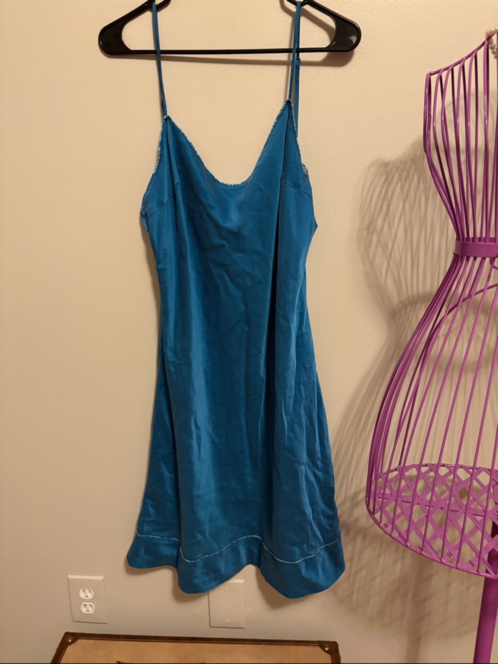 Juliannarae Satin Women's Teal Slip Dress Nightgown - Elegant Pajamas